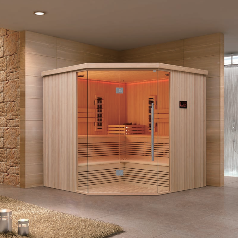 Living room coed wooden sauna room