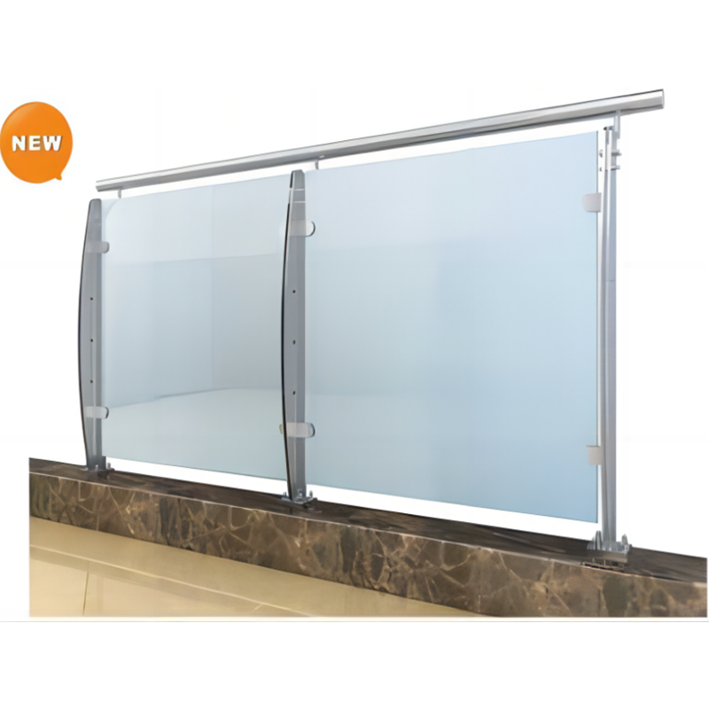 Double steel plate column glass railing