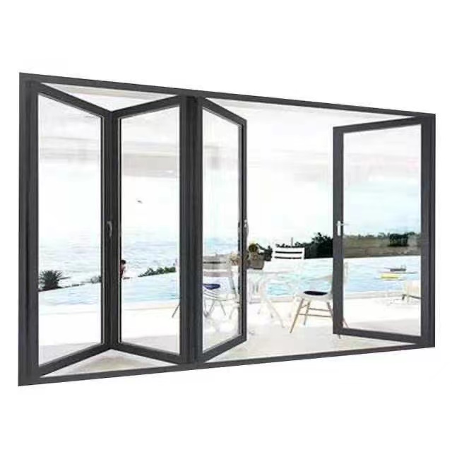 outdoor storm track folding glass wall door