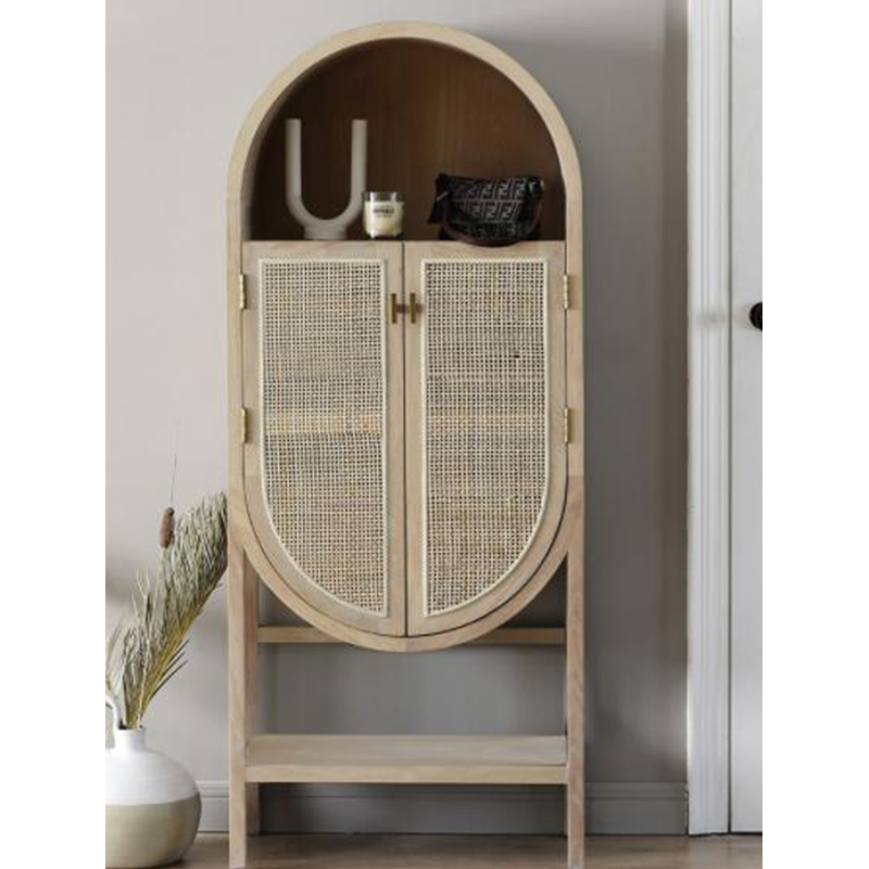 Display Cabinet With Rattan Door