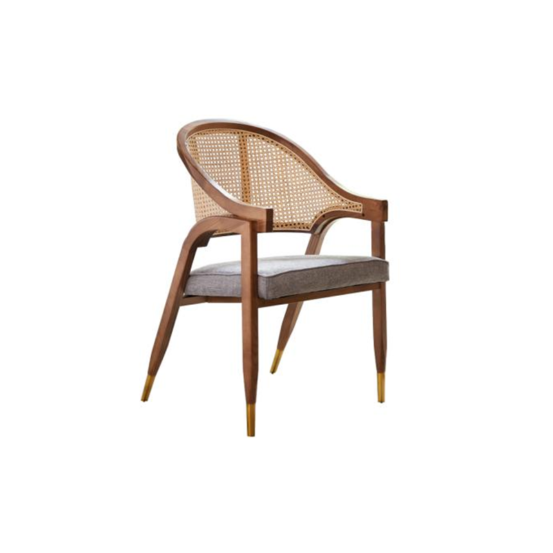 Square Wooden Rattan Arm Chair