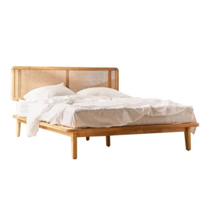 Nordic Contemporary Wicker Platform Kind Beds