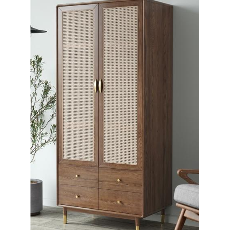 2 Door Rattan Storage Wardrobe Cabinet