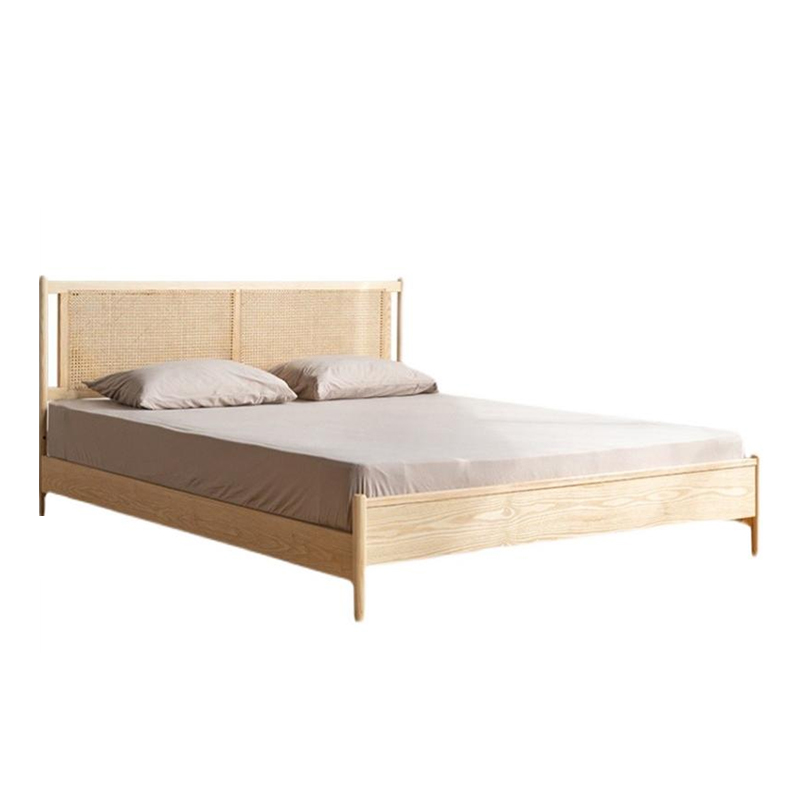 Rattan & Oak Bed