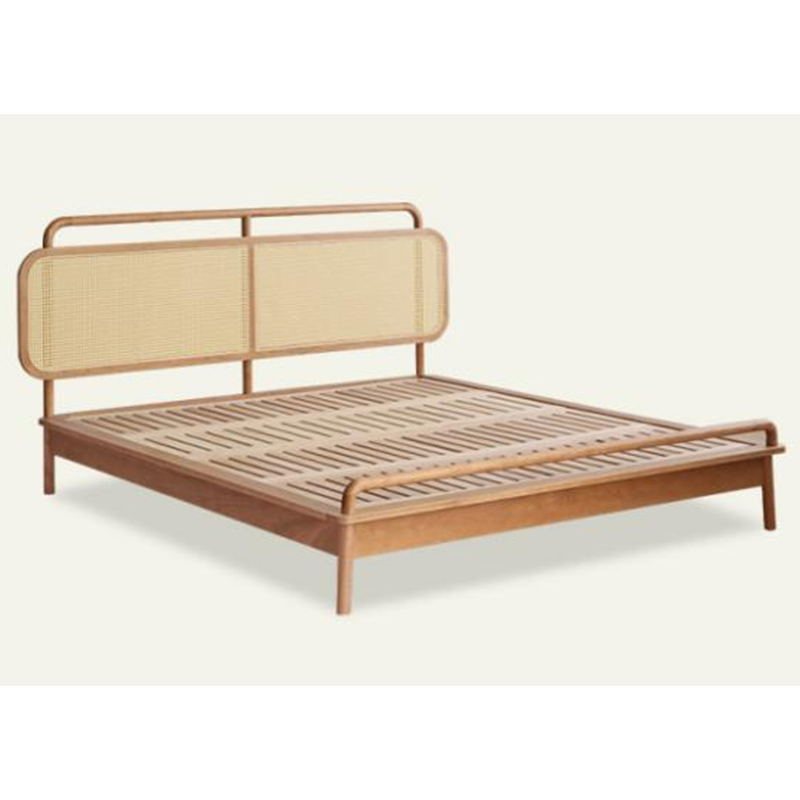 Bed Frame with Rattan Headboard