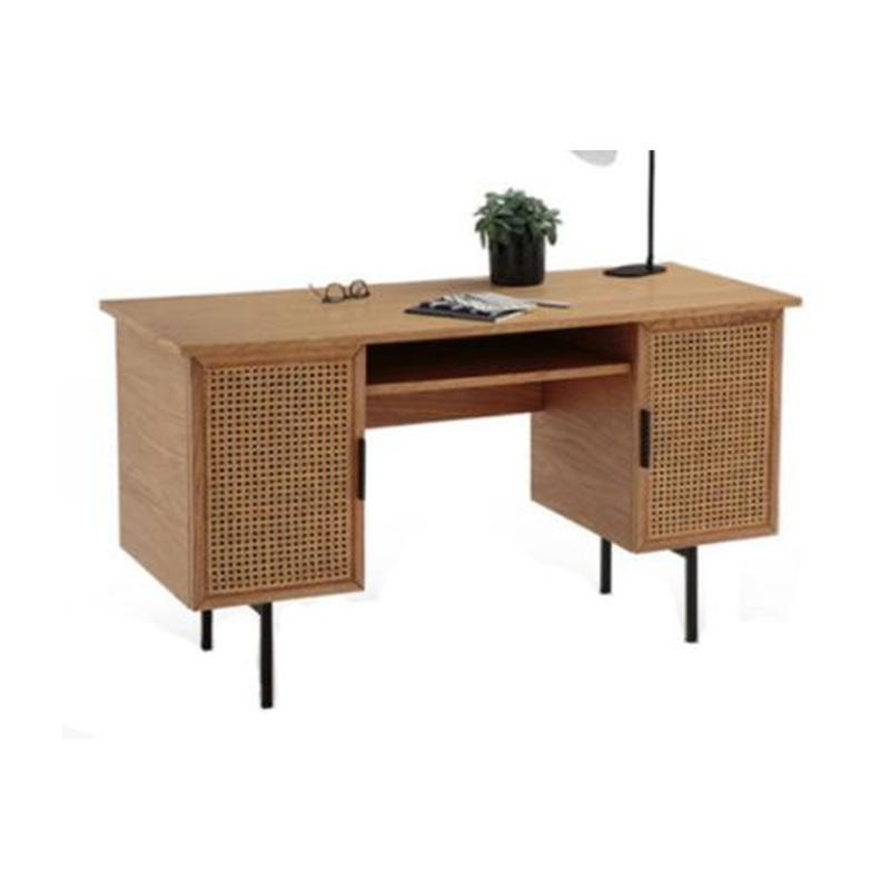 Desk With Woven Rattan Doors 