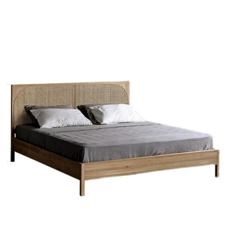 Cane/Wood Queen Platform Bed
