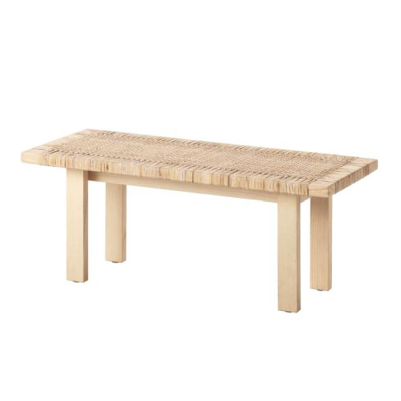 Woven Rattan Entryway Bench in Natural