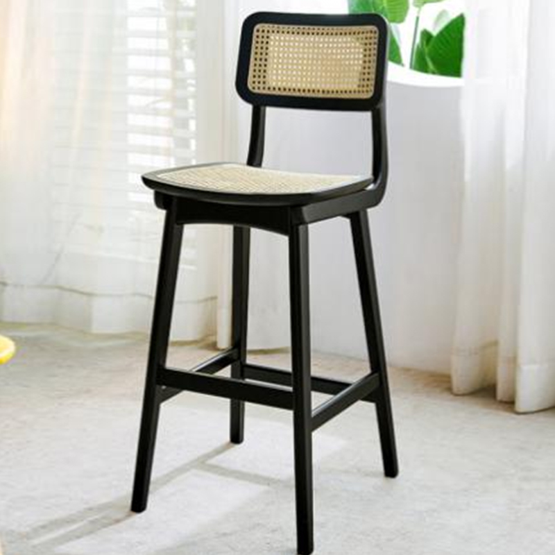 Woven Rattan Bar Chair with Sponge Cushion