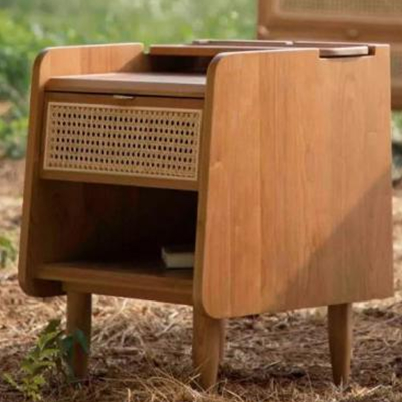 Rattan Bedside Table with Drawer