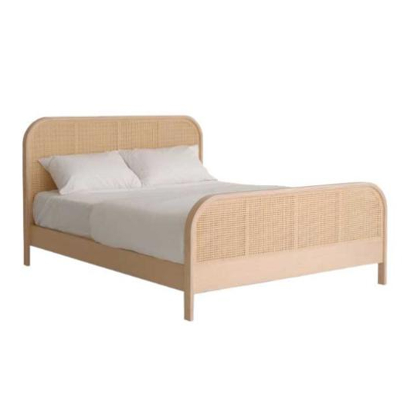 Solid Wooden Rattan Beds Frame King Size