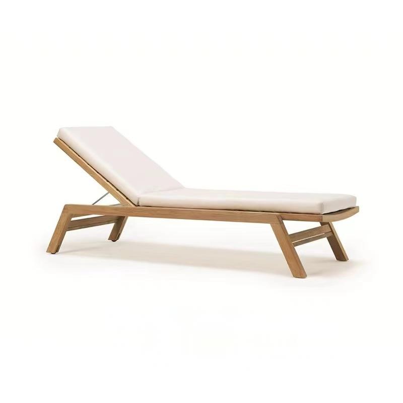Rectangular Teak sun lounger