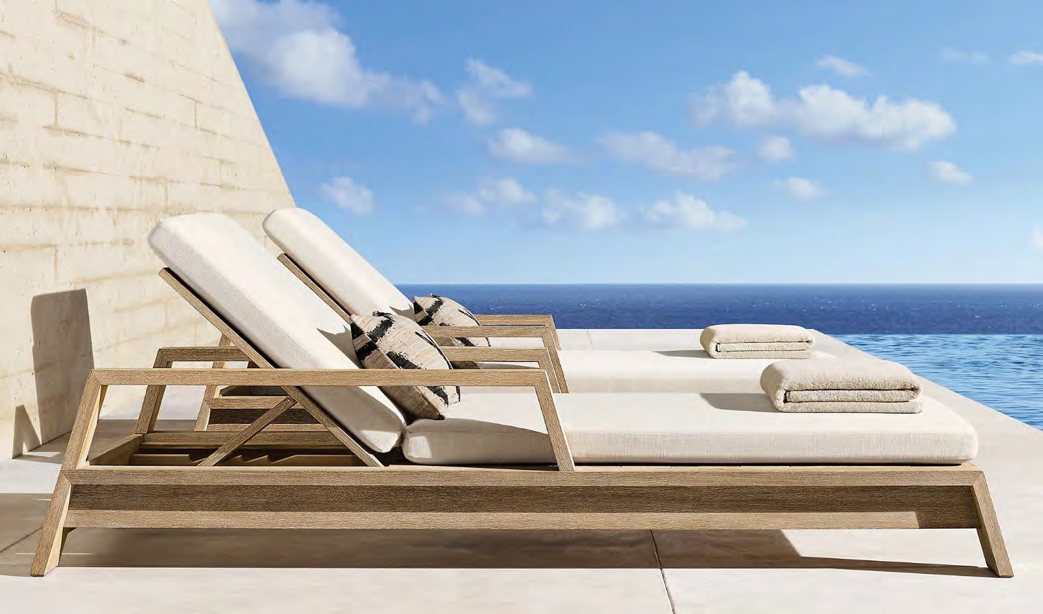 Wide Outdoor Teak Patio Daybed 