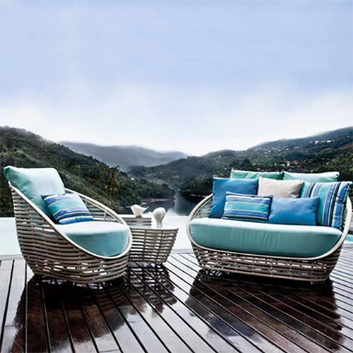 Aluminium & Rope Outdoor Lounge chair +coffee table+ End table +loveseat 
