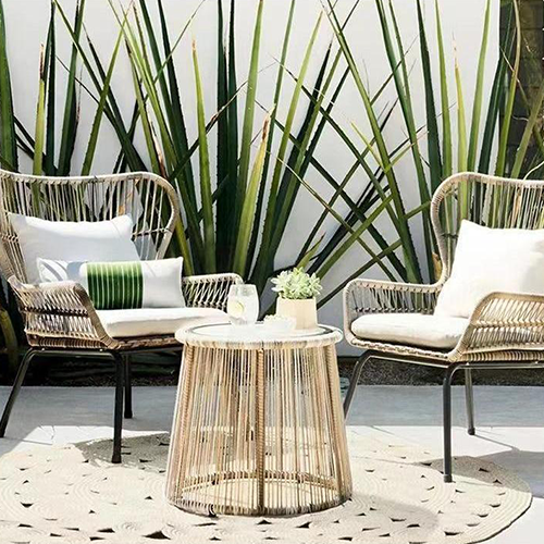 Leisure Rattan Woven Backrest Table And Chair Combination